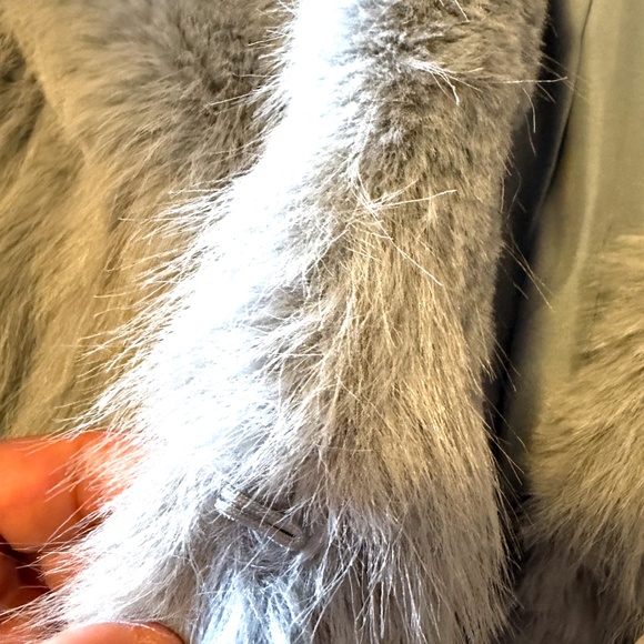 Zara bluish short faux fur jacket coat NWT - Picture 6 of 9